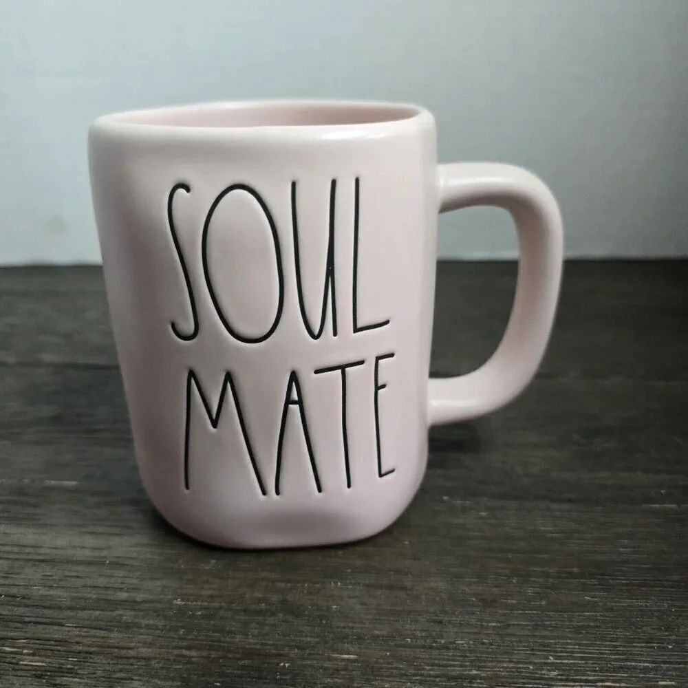 Rae Dunn Artisan Soul Mate Pink Coffee Mug Valentine's Day Farmhouse Magenta
